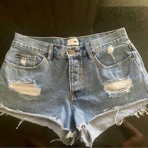 Amuse Society Blue Jean Shorts High-Waisted Distressed